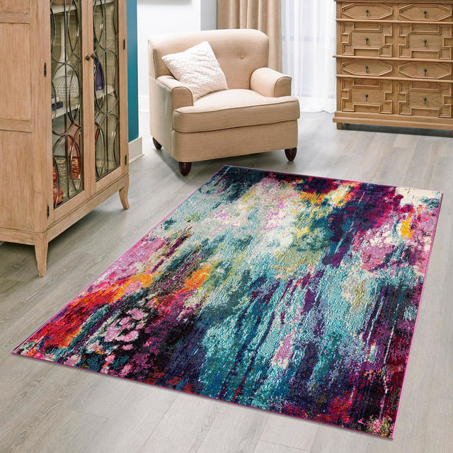 Multicolor 3' 3 x 5' 3 Chromatic Rectangle Area Rug 100% Polypropylene With Cotton Backing Abstract Modern Colorful Carpet Mat for Home Decor & Interior Design for Sale at Rug Engine