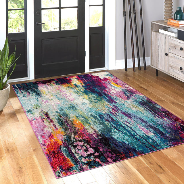 Multicolor 3' 3 x 5' 3 Chromatic Rectangle Area Rug 100% Polypropylene With Cotton Backing Abstract Modern Colorful Carpet Mat for Home Decor & Interior Design for Sale at Rug Engine