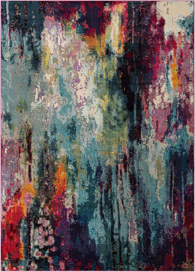 Multicolor 9' x 12' Chromatic Rectangle Area Rug 100% Polypropylene With Cotton Backing Abstract Modern Colorful Carpet Mat for Home Decor & Interior Design for Sale at Rug Engine