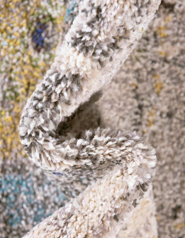 Gray 8' x 8' Chromatic Round Area Rug 100% Polypropylene With Cotton Backing Abstract Modern Colorful Carpet Mat for Home Decor & Interior Design for Sale at Rug Engine