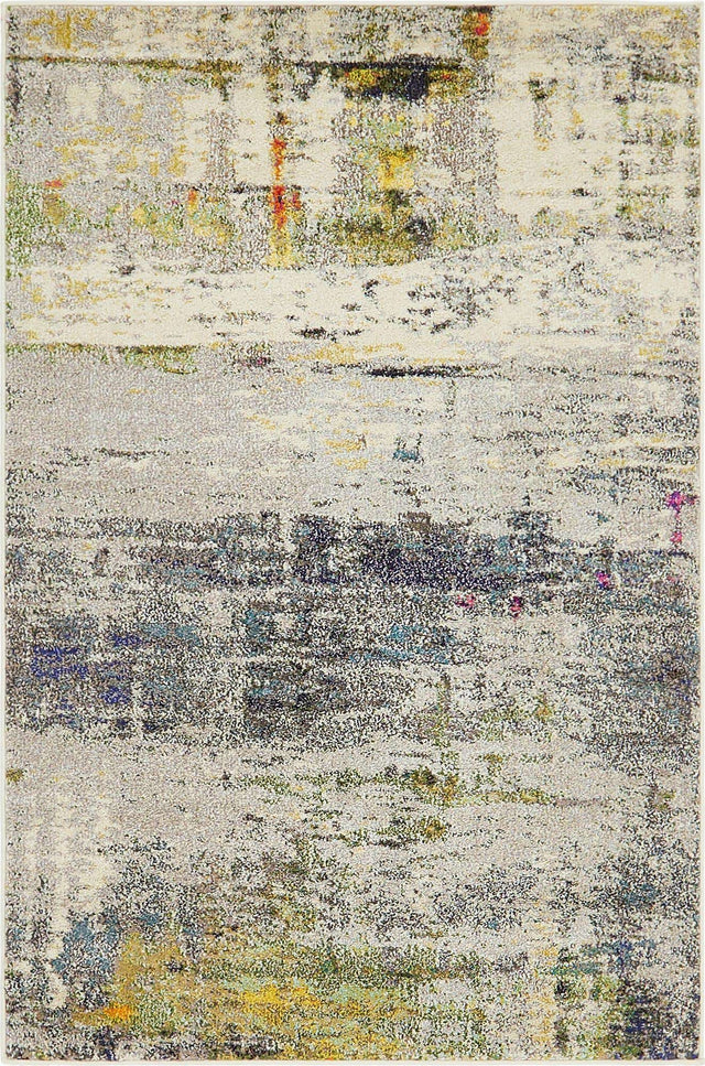 Gray 4' 1 x 6' 1 Chromatic Rectangle Area Rug 100% Polypropylene With Cotton Backing Abstract Modern Colorful Carpet Mat for Home Decor & Interior Design for Sale at Rug Engine