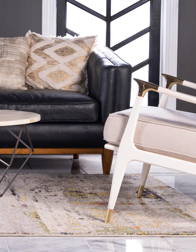 Gray 4' 1 x 6' 1 Chromatic Rectangle Area Rug 100% Polypropylene With Cotton Backing Abstract Modern Colorful Carpet Mat for Home Decor & Interior Design for Sale at Rug Engine