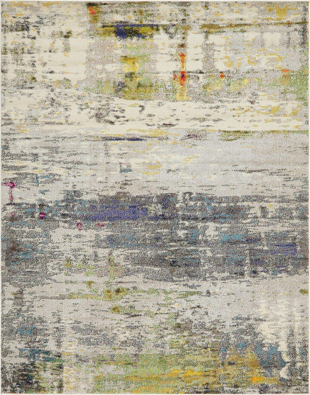 Gray 8' x 10' Chromatic Rectangle Area Rug 100% Polypropylene With Cotton Backing Abstract Modern Colorful Carpet Mat for Home Decor & Interior Design for Sale at Rug Engine