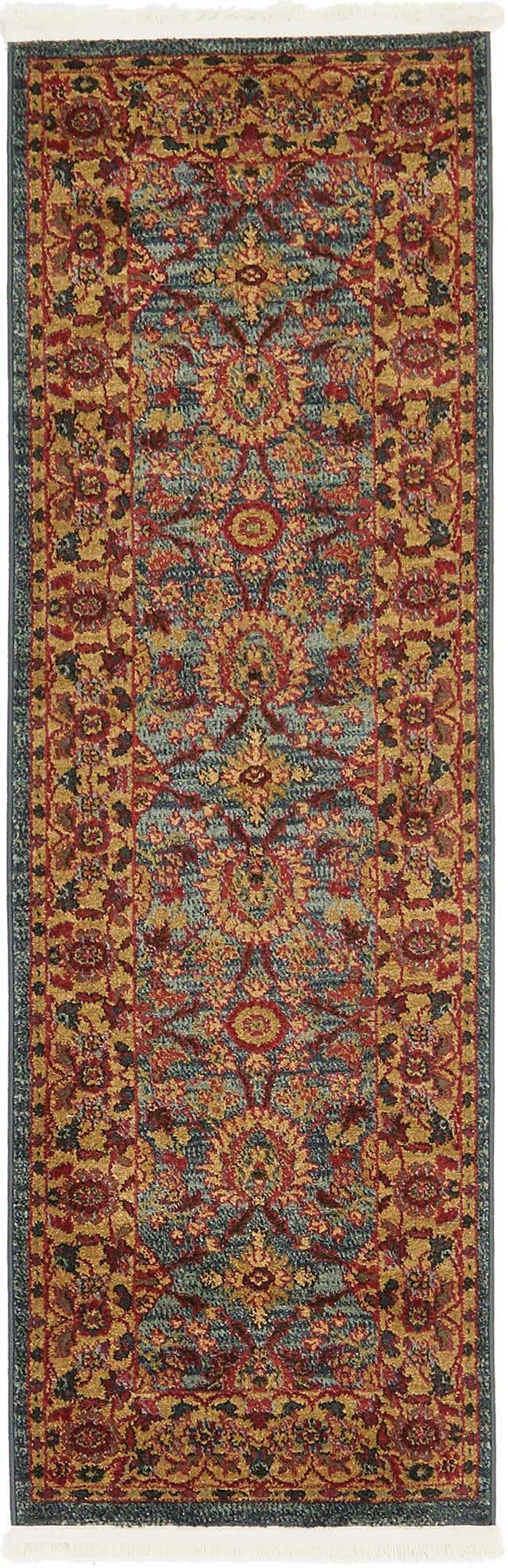 Blue 2' x 6' 1 Edinburgh Runner Area Rug 100% Polypropylene Easy Clean With Cotton Backing Traditional Classic Design Carpet for Living, Dining Room, Office for Sale at Rug Engine