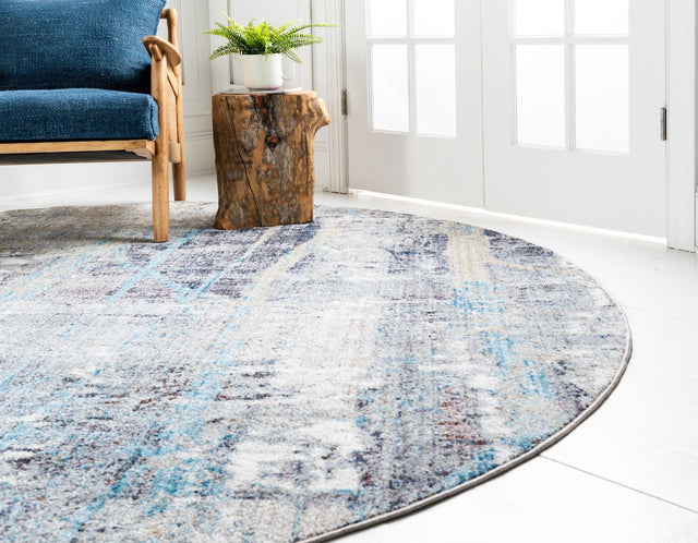 Multicolor 8' x 8' Jill Zarin Downtown Round Area Rug 100% Polyester (Space-Dyed Yarn) Abstract Modern Colorful Vivid Carpet for Home Interior Design for Sale at Rug Engine