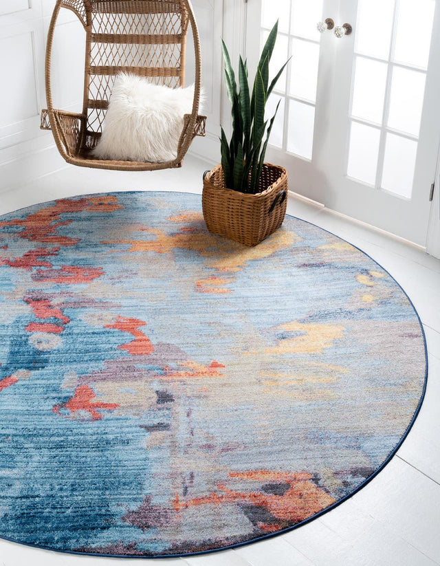 Multicolor 5' 3 x 5' 3 Jill Zarin Downtown Round Area Rug 100% Polyester (Space-Dyed Yarn) Abstract Modern Colorful Vivid Carpet for Home Interior Design for Sale at Rug Engine