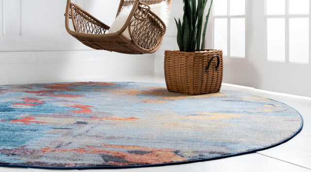 Multicolor 5' 3 x 5' 3 Jill Zarin Downtown Round Area Rug 100% Polyester (Space-Dyed Yarn) Abstract Modern Colorful Vivid Carpet for Home Interior Design for Sale at Rug Engine