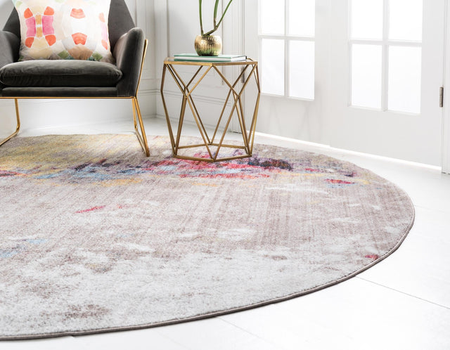 Multicolor 8' x 8' Jill Zarin Downtown Round Area Rug 100% Polyester (Space-Dyed Yarn) Abstract Modern Colorful Vivid Carpet for Home Interior Design for Sale at Rug Engine