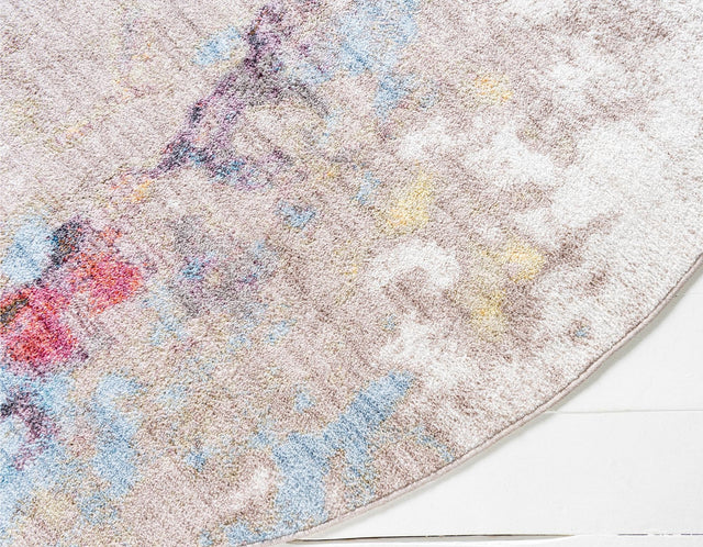 Multicolor 8' x 8' Jill Zarin Downtown Round Area Rug 100% Polyester (Space-Dyed Yarn) Abstract Modern Colorful Vivid Carpet for Home Interior Design for Sale at Rug Engine