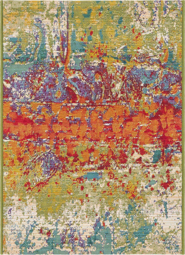 Multicolor 2' 2 x 3' 1 Outdoor Modern Rectangle Area Rug Weather Resistant for Patio, Deck, Terrace, Balcony, Porch 100% Polypropylene Modern Outside Carpet for Sale at Rug Engine