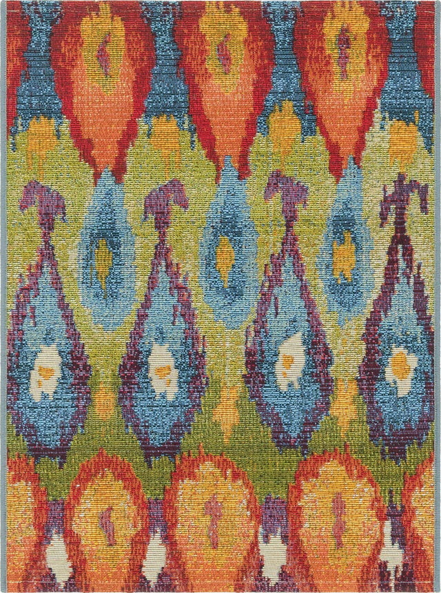 Multicolor 2' 2 x 3' 1 Outdoor Modern Rectangle Area Rug Weather Resistant for Patio, Deck, Terrace, Balcony, Porch 100% Polypropylene Modern Outside Carpet for Sale at Rug Engine