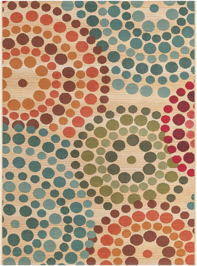 Beige 2' 2 x 3' 1 Outdoor Modern Rectangle Area Rug Weather Resistant for Patio, Deck, Terrace, Balcony, Porch 100% Polypropylene Modern Outside Carpet for Sale at Rug Engine