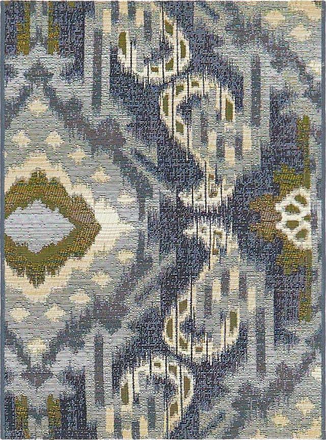 Blue 2' 2 x 3' 1 Outdoor Modern Rectangle Area Rug Weather Resistant for Patio, Deck, Terrace, Balcony, Porch 100% Polypropylene Modern Outside Carpet for Sale at Rug Engine