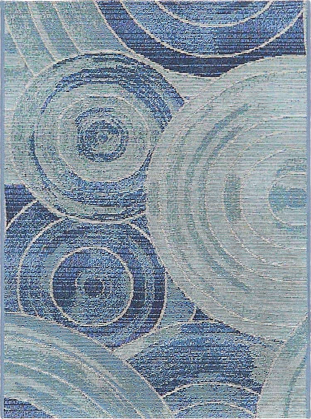 Light Blue 2' 2 x 3' 1 Outdoor Modern Rectangle Area Rug Weather Resistant for Patio, Deck, Terrace, Balcony, Porch