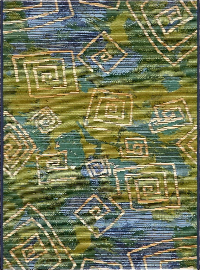 Blue 2' 2 x 3' 1 Outdoor Modern Rectangle Area Rug Weather Resistant for Patio, Deck, Terrace, Balcony, Porch 100% Polypropylene Modern Outside Carpet for Sale at Rug Engine
