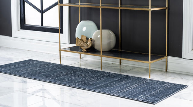 Navy Blue 2' 2 x 6' 1 Jill Zarin Uptown Runner Area Rug 70% Polypropylene & 30% Polyester Contemporary Carpet for Living, Dining, Office, Bedroom for Sale at Rug Engine