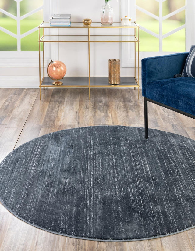 Navy Blue 6' 1 x 6' 1 Jill Zarin Uptown Round Area Rug 70% Polypropylene & 30% Polyester Contemporary Carpet for Living, Dining, Office, Bedroom for Sale at Rug Engine