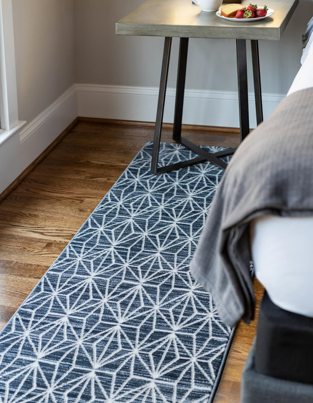 Navy Blue 2' 7 x 8' Jill Zarin Uptown Runner Area Rug 70% Polypropylene & 30% Polyester Contemporary Carpet for Living, Dining, Office, Bedroom for Sale at Rug Engine