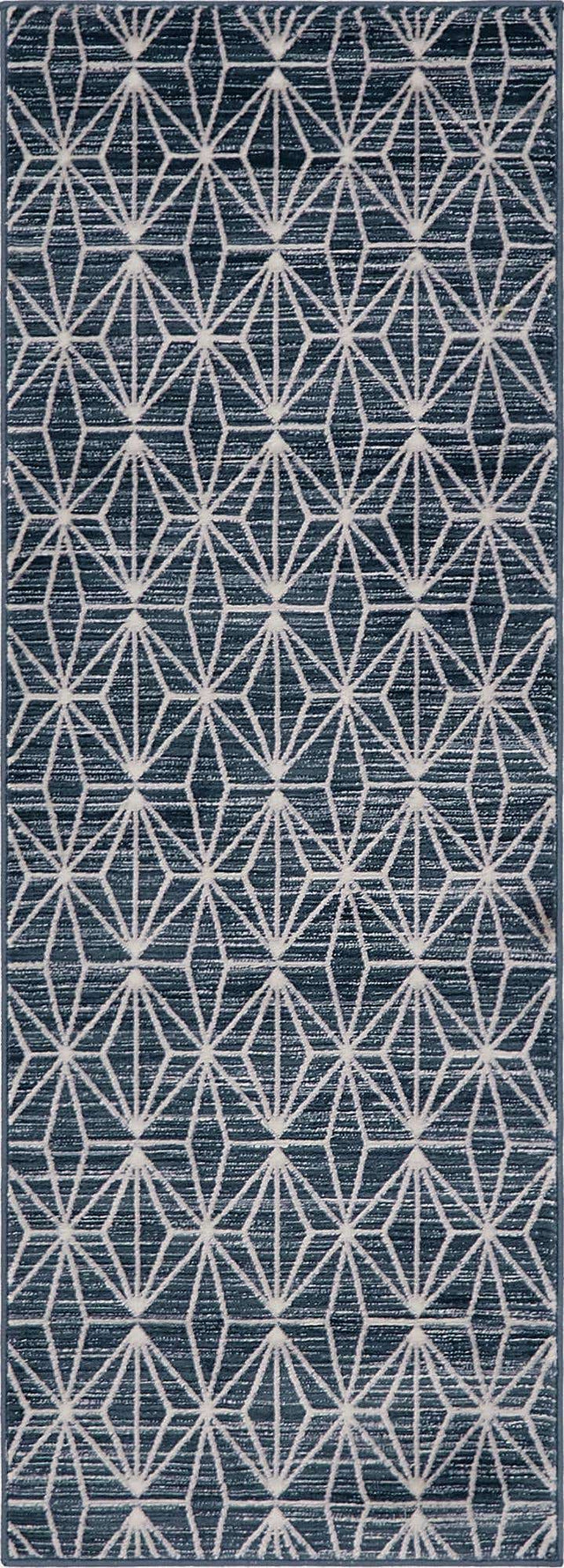 Navy Blue 2' 2 x 6' 1 Jill Zarin Uptown Runner Area Rug 70% Polypropylene & 30% Polyester Contemporary Carpet for Living, Dining, Office, Bedroom for Sale at Rug Engine