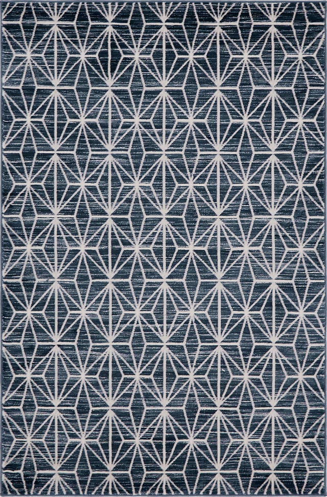 Navy Blue 4' 1 x 6' 1 Jill Zarin Uptown Rectangle Area Rug 70% Polypropylene & 30% Polyester Contemporary Carpet for Living, Dining, Office, Bedroom for Sale at Rug Engine
