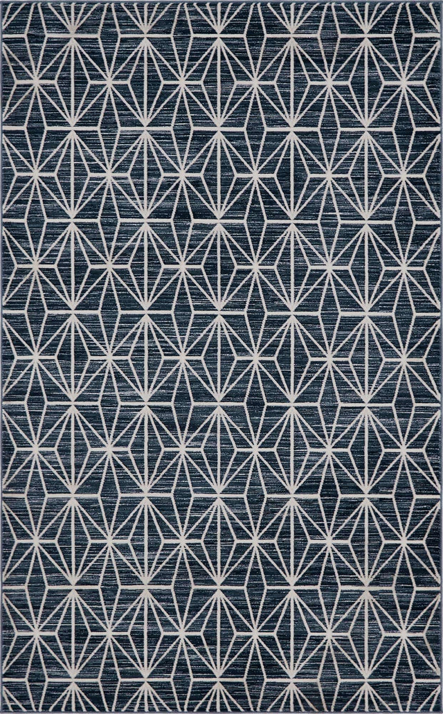 Navy Blue 5' 1 x 8' Jill Zarin Uptown Rectangle Area Rug 70% Polypropylene & 30% Polyester Contemporary Carpet for Living, Dining, Office, Bedroom for Sale at Rug Engine