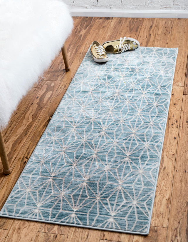 Blue 2' 7 x 13' 11 Jill Zarin Uptown Runner Area Rug 70% Polypropylene & 30% Polyester Contemporary Carpet for Living, Dining, Office, Bedroom for Sale at Rug Engine
