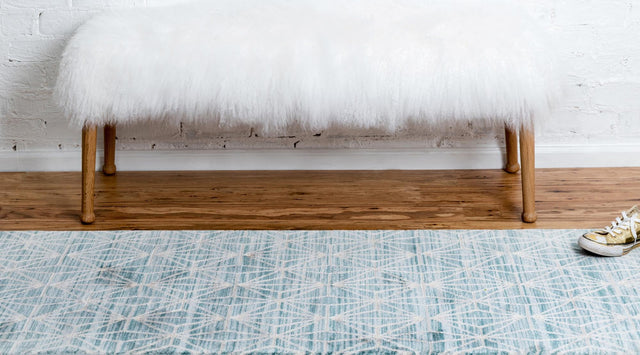 Blue 2' 2 x 6' 1 Jill Zarin Uptown Runner Area Rug 70% Polypropylene & 30% Polyester Contemporary Carpet for Living, Dining, Office, Bedroom for Sale at Rug Engine