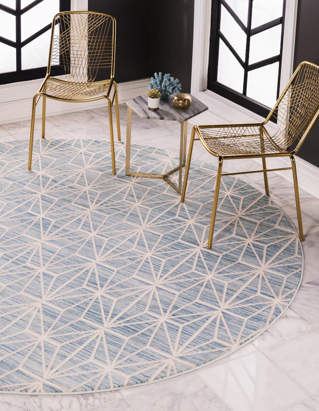 Blue 3' 3 x 3' 3 Jill Zarin Uptown Round Area Rug 70% Polypropylene & 30% Polyester Contemporary Carpet for Living, Dining, Office, Bedroom for Sale at Rug Engine