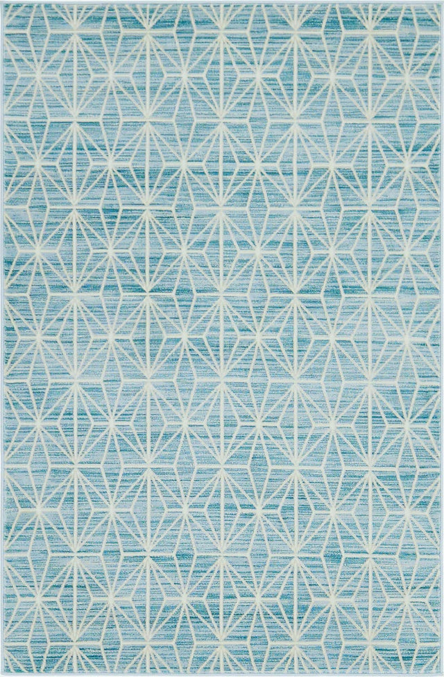 Blue 4' 1 x 6' 1 Jill Zarin Uptown Rectangle Area Rug 70% Polypropylene & 30% Polyester Contemporary Carpet for Living, Dining, Office, Bedroom for Sale at Rug Engine