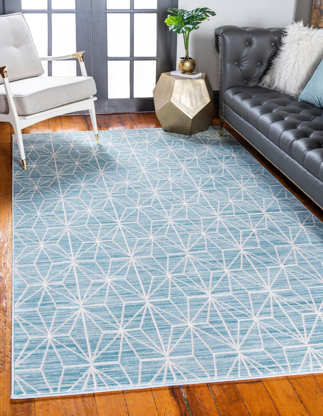 Blue 4' 1 x 6' 1 Jill Zarin Uptown Rectangle Area Rug 70% Polypropylene & 30% Polyester Contemporary Carpet for Living, Dining, Office, Bedroom for Sale at Rug Engine