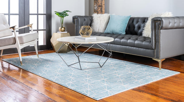 Blue 4' 1 x 6' 1 Jill Zarin Uptown Rectangle Area Rug 70% Polypropylene & 30% Polyester Contemporary Carpet for Living, Dining, Office, Bedroom for Sale at Rug Engine