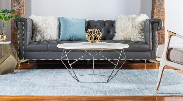 Blue 4' 1 x 6' 1 Jill Zarin Uptown Rectangle Area Rug 70% Polypropylene & 30% Polyester Contemporary Carpet for Living, Dining, Office, Bedroom for Sale at Rug Engine