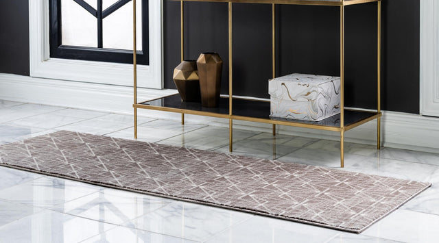 Brown 2' 7 x 8' Jill Zarin Uptown Runner Area Rug 70% Polypropylene & 30% Polyester Contemporary Carpet for Living, Dining, Office, Bedroom for Sale at Rug Engine