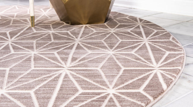 Brown 3' 3 x 3' 3 Jill Zarin Uptown Round Area Rug 70% Polypropylene & 30% Polyester Contemporary Carpet for Living, Dining, Office, Bedroom for Sale at Rug Engine