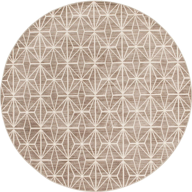 Brown 8' x 8' Jill Zarin Uptown Round Area Rug 70% Polypropylene & 30% Polyester Contemporary Carpet for Living, Dining, Office, Bedroom for Sale at Rug Engine