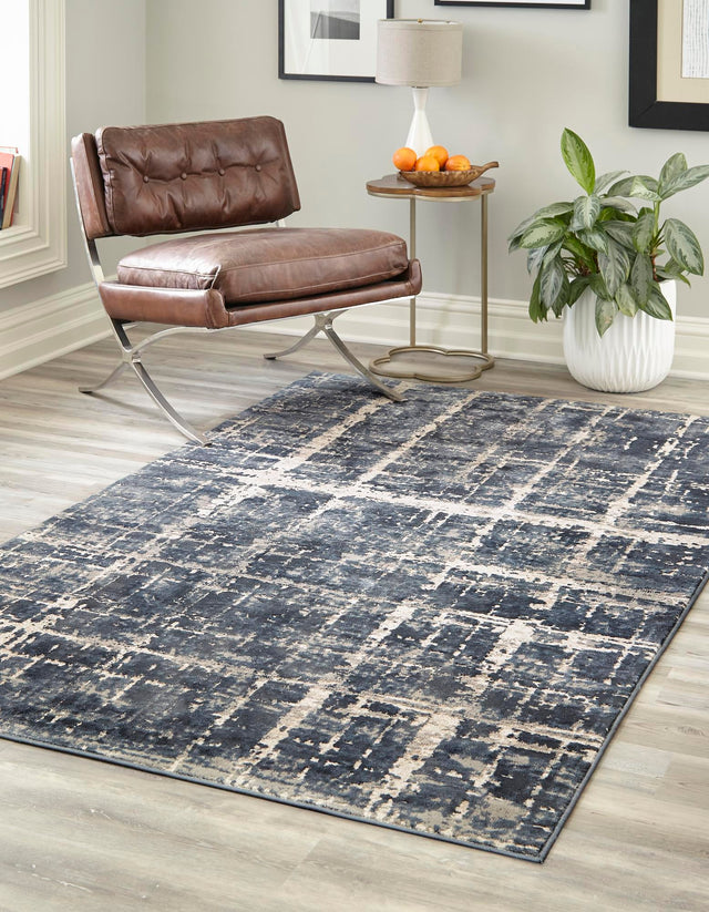 Navy Blue 9' x 12' 2 Jill Zarin Uptown Rectangle Area Rug 70% Polypropylene & 30% Polyester Contemporary Carpet for Living, Dining, Office, Bedroom for Sale at Rug Engine