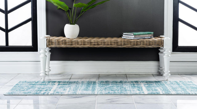 Turquoise 2' 2 x 6' 1 Jill Zarin Uptown Runner Area Rug 70% Polypropylene & 30% Polyester Contemporary Carpet for Living, Dining, Office, Bedroom for Sale at Rug Engine