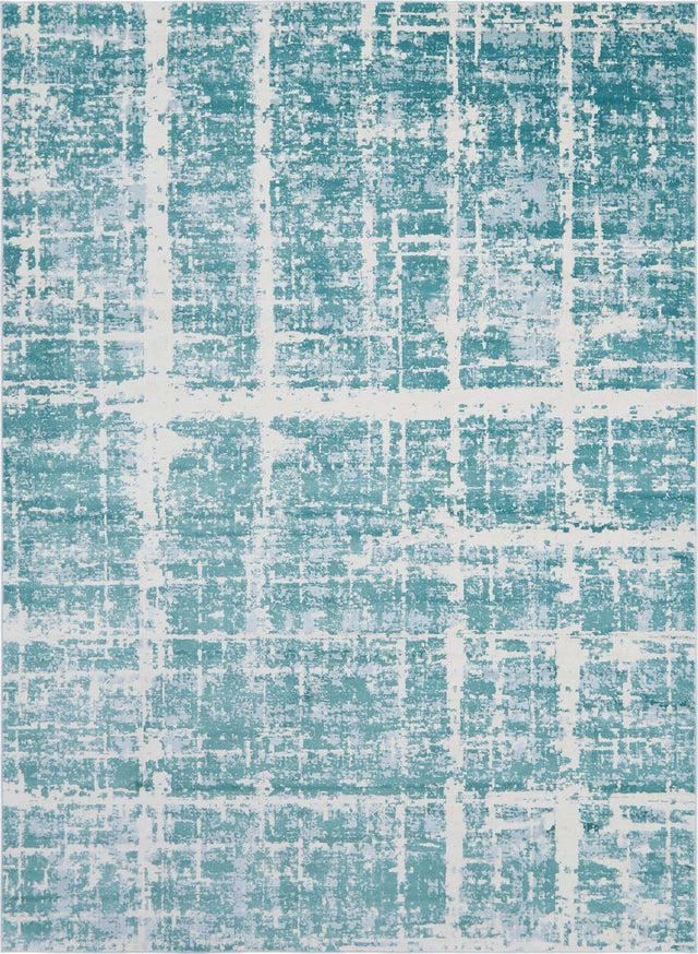 Turquoise 9' x 12' 2 Jill Zarin Uptown Rectangle Area Rug 70% Polypropylene & 30% Polyester Contemporary Carpet for Living, Dining, Office, Bedroom for Sale at Rug Engine
