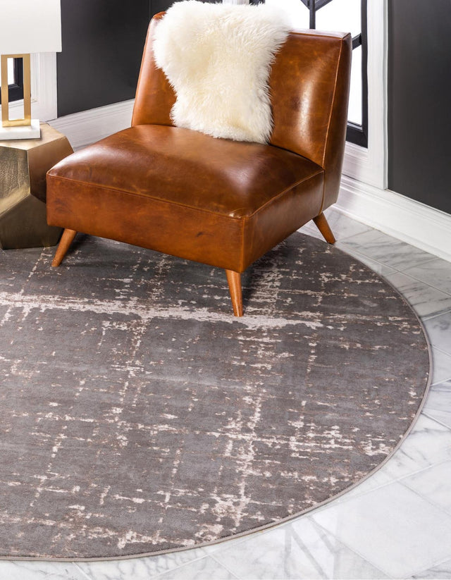 Gray 8' x 8' Jill Zarin Uptown Round Area Rug 70% Polypropylene & 30% Polyester Contemporary Carpet for Living, Dining, Office, Bedroom for Sale at Rug Engine