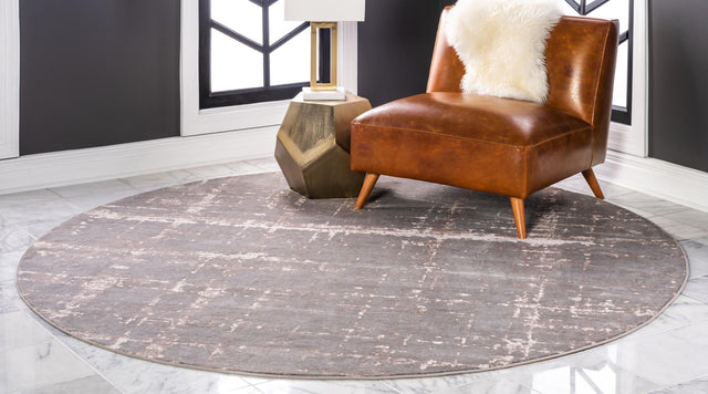Gray 8' x 8' Jill Zarin Uptown Round Area Rug 70% Polypropylene & 30% Polyester Contemporary Carpet for Living, Dining, Office, Bedroom for Sale at Rug Engine
