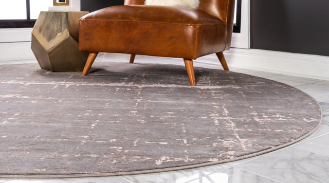 Gray 8' x 8' Jill Zarin Uptown Round Area Rug 70% Polypropylene & 30% Polyester Contemporary Carpet for Living, Dining, Office, Bedroom for Sale at Rug Engine