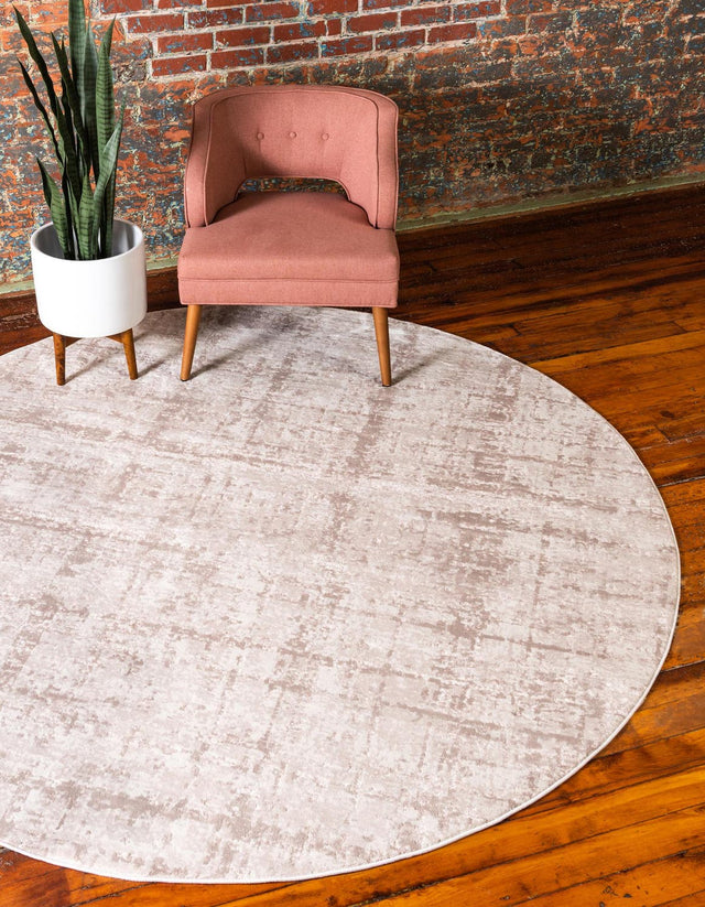 Beige 8' x 8' Jill Zarin Uptown Round Area Rug 70% Polypropylene & 30% Polyester Contemporary Carpet for Living, Dining, Office, Bedroom for Sale at Rug Engine