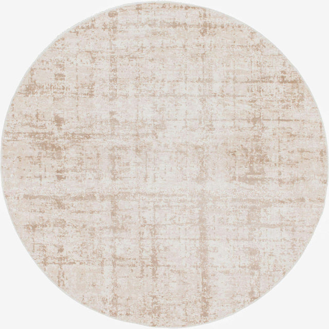 Beige 8' x 8' Jill Zarin Uptown Round Area Rug 70% Polypropylene & 30% Polyester Contemporary Carpet for Living, Dining, Office, Bedroom for Sale at Rug Engine