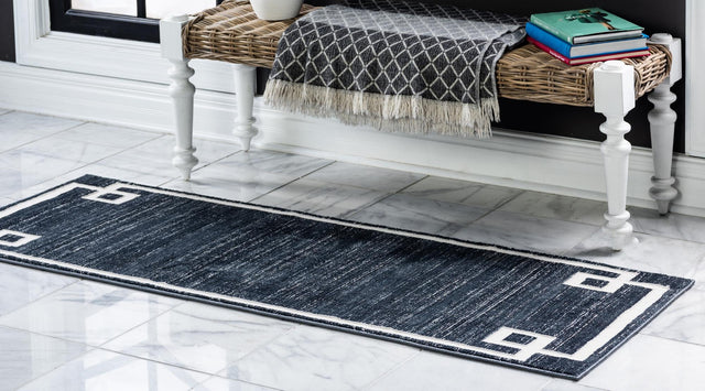 Navy Blue 2' 7 x 8' Jill Zarin Uptown Runner Area Rug 70% Polypropylene & 30% Polyester Contemporary Carpet for Living, Dining, Office, Bedroom for Sale at Rug Engine