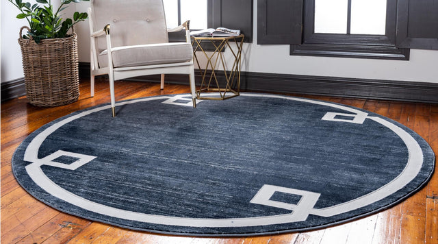 Navy Blue 3' 3 x 3' 3 Jill Zarin Uptown Round Area Rug 70% Polypropylene & 30% Polyester Contemporary Carpet for Living, Dining, Office, Bedroom for Sale at Rug Engine