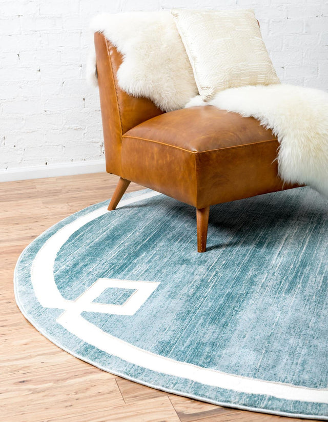 Turquoise 5' 3 x 5' 3 Jill Zarin Uptown Round Area Rug 70% Polypropylene & 30% Polyester Contemporary Carpet for Living, Dining, Office, Bedroom for Sale at Rug Engine