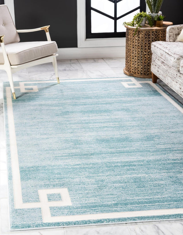 Turquoise 8' x 10' Jill Zarin Uptown Rectangle Area Rug 70% Polypropylene & 30% Polyester Contemporary Carpet for Living, Dining, Office, Bedroom for Sale at Rug Engine