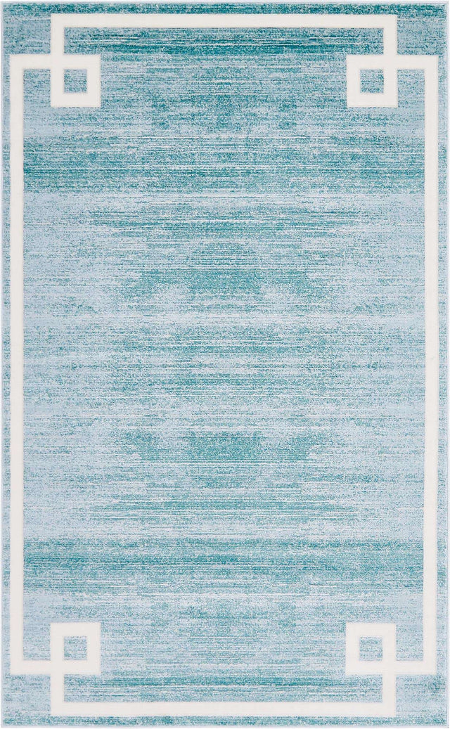 Turquoise 5' 1 x 8' Jill Zarin Uptown Rectangle Area Rug 70% Polypropylene & 30% Polyester Contemporary Carpet for Living, Dining, Office, Bedroom for Sale at Rug Engine
