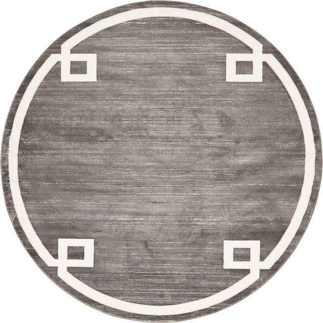 Gray 8' x 8' Jill Zarin Uptown Round Area Rug 70% Polypropylene & 30% Polyester Contemporary Carpet for Living, Dining, Office, Bedroom for Sale at Rug Engine