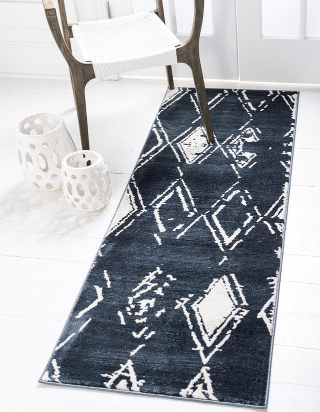 Navy Blue 2' 7 x 8' Jill Zarin Uptown Runner Area Rug 70% Polypropylene & 30% Polyester Contemporary Carpet for Living, Dining, Office, Bedroom for Sale at Rug Engine